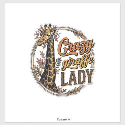 ビンテージ風キリンの女性のデザインTシャツ シール (シート)