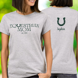 ビンテージ風スタックタイポグラフィの馬好きママ Tシャツ