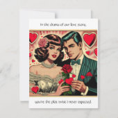 ビンテージ風バレンタインカード「恋愛は盲目で、時には片目だけの場合もあるわ」 ノートカード (正面)