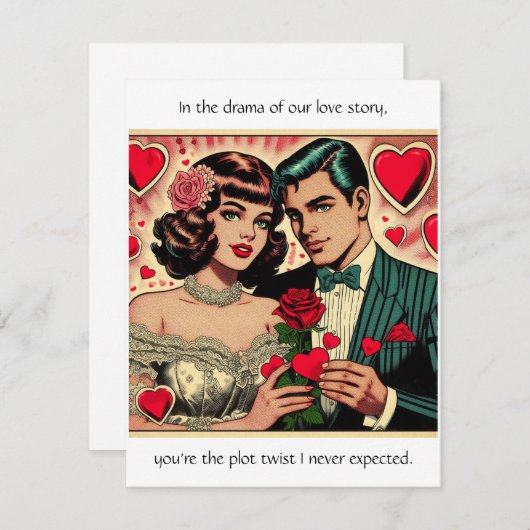 ビンテージ風バレンタインカード「恋愛は盲目で、時には片目だけの場合もあるわ」 ノートカード (正面/裏面)