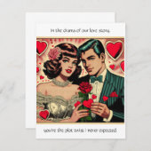 ビンテージ風バレンタインカード「恋愛は盲目で、結婚は現実主義よ」 ノートカード (正面/裏面)