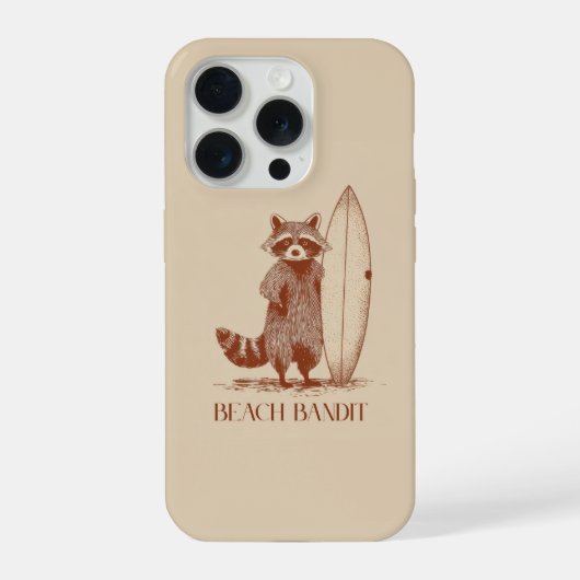 ビンテージ風ビーチバンディット・アライグマ・サーファー iPhoneケース (裏面)