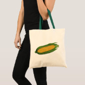 ビンテージ風フード野菜; 黄色いトウモロコシ トートバッグ (正面(商品))