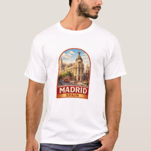 ビンテージ風マドリード スペイン トラベルポスター スタイル デザイン Tシャツ