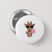 ビンテージ風彫刻 キリン 風船ガム ベクター デザイン 缶バッジ (正面&裏面)