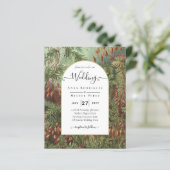 ビンテージ風植物画グリーンテラコッタ結婚式招待状 (スタンド正面)