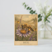 ビンテージ風 Bee Wildflower Meadows ポストカード (スタンド正面)