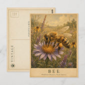 ビンテージ風 Bee Wildflower Meadows ポストカード (正面/裏面)