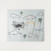 ビンテージ飛行機 | トラベル テーマパーティー 背景 タペストリー (正面(横))