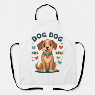ビンテージ かわいい 保護犬 命を救う キャラメル色の 子犬 エプロン