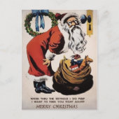 ビンテージ ぞっとする 覗くサンタ クリスマス ポストカード (正面)