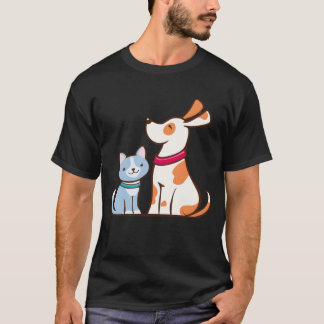 ビンテージ ねこ と いぬ Tシャツ