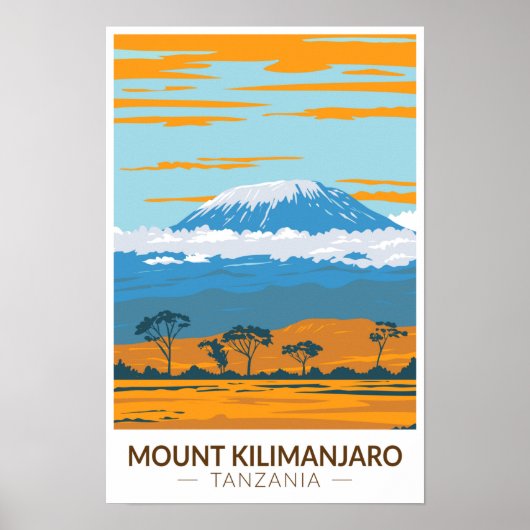 ビンテージ アフリカ タンザニア キリマンジャロ山 ポスター (正面)