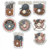 ビンテージ アメリカン ベースボール 愛国的な 娯楽 スポーツ シール (正面)