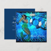 ビンテージ アンカー マーメイド ビーチ ブライダルシャワー 招待状 (正面/裏面)