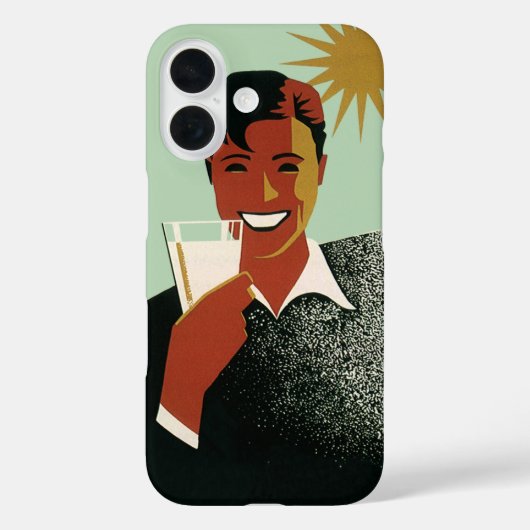 ビンテージ アートデコの男性、夏の冷たい飲み物 Case-Mate iPhoneケース (裏面)