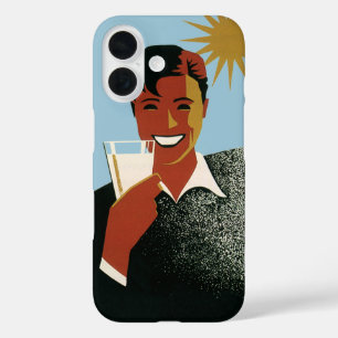 ビンテージ アートデコの男 夏の冷たい飲み物 iPhone 16ケース