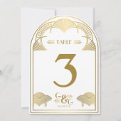 ビンテージ アートデコ ゴールド アーチ ウェディング テーブル ナンバー 招待状 (正面)