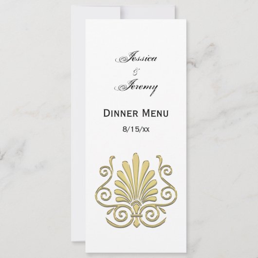 ビンテージ アートデコ ゴールド プルーム アラベスク 招待状 (正面)