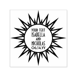 ビンテージ アートデコ サンバースト シック エレガント ウェディング セルフインキングスタンプ