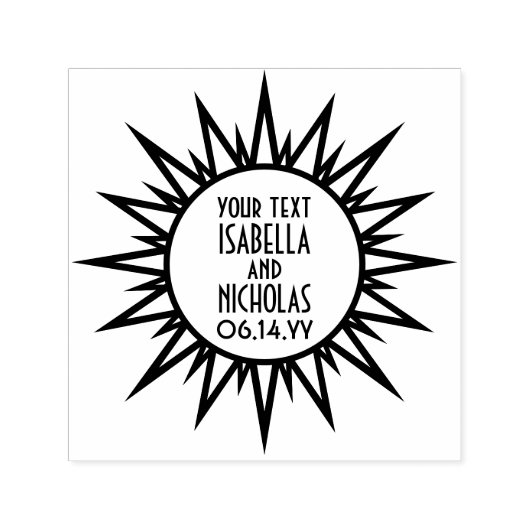 ビンテージ アートデコ サンバースト シック エレガント ウェディング セルフインキングスタンプ (デザイン)