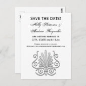 ビンテージ アートデコ シルバー プルーム アラベスク 案内ポストカード (正面/裏面)