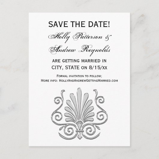 ビンテージ アートデコ シルバー プルーム アラベスク 案内ポストカード (正面)