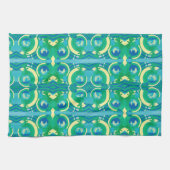 ビンテージ アートデコ ジャズ ポショワール ガーデン バタフライ キッチンタオル (横)