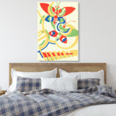 ビンテージ アートデコ ジャズ ポショワール ガーデン バタフライ キャンバスプリント (インサイチュ (寝室))