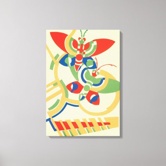 ビンテージ アートデコ ジャズ ポショワール ガーデン バタフライ キャンバスプリント (正面)