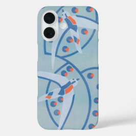 ビンテージ アートデコ ジャズ ポショワール 鳥 動物 パターン iPhone 16ケース