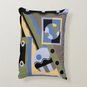 ビンテージ アートデコ ポショワール ジャズ キュビズム パターン アクセントクッション (裏面(縦))