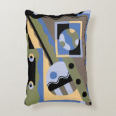 ビンテージ アートデコ ポショワール ジャズ キュビズム パターン アクセントクッション (正面(垂直))