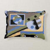 ビンテージ アートデコ ポショワール ジャズ キュビズム パターン アクセントクッション (裏面)