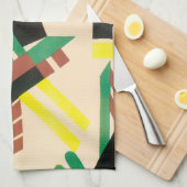 ビンテージ アートデコ ポショワール ジャズ 幾何学図形 キッチンタオル (四つ折り)