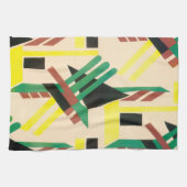 ビンテージ アートデコ ポショワール ジャズ 幾何学図形 キッチンタオル (横)