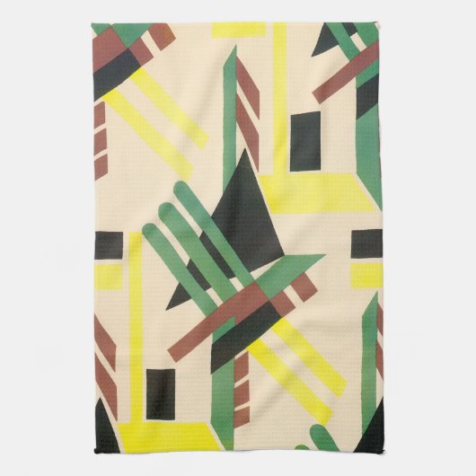 ビンテージ アートデコ ポショワール ジャズ 幾何学図形 キッチンタオル (縦)