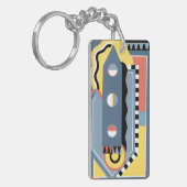 ビンテージ アートデコ ポショワール ジャズ 幾何学模様 キーホルダー (正面左)