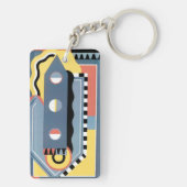 ビンテージ アートデコ ポショワール ジャズ 幾何学模様 キーホルダー (裏面)