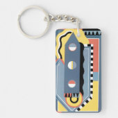 ビンテージ アートデコ ポショワール ジャズ 幾何学模様 キーホルダー (正面)