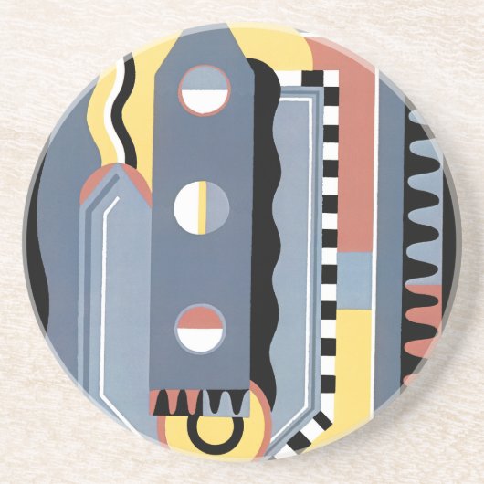 ビンテージ アートデコ ポショワール ジャズ 幾何学模様 コースター (正面)