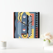 ビンテージ アートデコ ポショワール ジャズ 幾何学模様 スクエア壁時計 (ホーム)