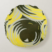 ビンテージ アートデコ ポショワール ジャズ 幾何学的な円 ラウンドクッション (正面)