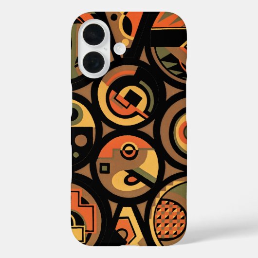 ビンテージ アートデコ ポショワール ジャズ 幾何学的な円 Case-Mate iPhoneケース (裏面)