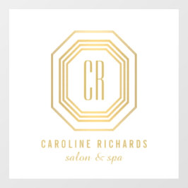 ビンテージ アートデコ モノグラム ゴールド/ホワイト ウィンドウサイン