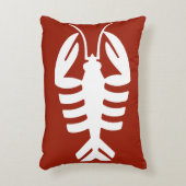 ビンテージ アールデコ動物 白いカニ（ロブスター） 赤背景 アクセントクッション (正面(垂直))