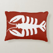 ビンテージ アールデコ動物 白いカニ（ロブスター） 赤背景 アクセントクッション (裏面)