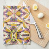 ビンテージ アールデコ ジャズ ポショワール ガーデン トンボ キッチンタオル (四つ折り)