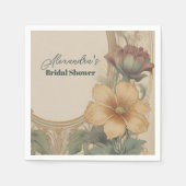 ビンテージ アール・ヌーヴォー フラワーブライダルシャワー スタンダードカクテルナプキン (正面)