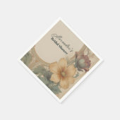 ビンテージ アール・ヌーヴォー フラワーブライダルシャワー スタンダードカクテルナプキン (角)